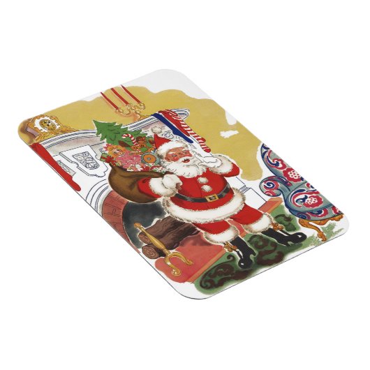 ヴィンテージすてきクリスマス、サンタクロースプレゼント マグネット (右側)
