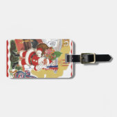 ヴィンテージすてきクリスマス、サンタクロースプレゼント ラゲッジタグ (正面横)