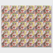 ヴィンテージすてきクリスマス、サンタクロースプレゼント ラッピングペーパー (フラット)