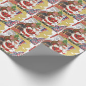 ヴィンテージすてきクリスマス、サンタクロースプレゼント ラッピングペーパー (角)