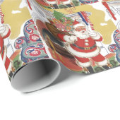 ヴィンテージすてきクリスマス、サンタクロースプレゼント ラッピングペーパー (ロールコーナー)