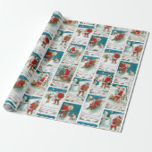 ヴィンテージすてきサンタウィンターおもしろいコラージュ ラッピングペーパー (アンロールド)