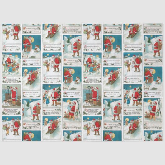 ヴィンテージすてきサンタウィンターおもしろいコラージュ 薄葉紙 (正面)