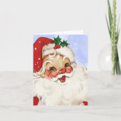 ヴィンテージすてきサンタウォーターカラークリスマスホリデー カード (正面)