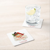 ヴィンテージすてきサンタクロースメリークリスマス スクエアペーパーコースター (インサイチュ)