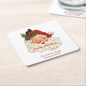 ヴィンテージすてきサンタクロースメリークリスマス スクエアペーパーコースター (アングル)