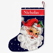 ヴィンテージすてきサンタクロース与えユープレゼント スモールクリスマスストッキング (裏面)