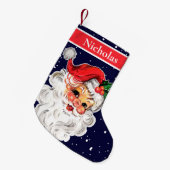 ヴィンテージすてきサンタクロース与えユープレゼント スモールクリスマスストッキング (正面 (吊り時))