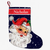 ヴィンテージすてきサンタクロース与えユープレゼント スモールクリスマスストッキング (正面)