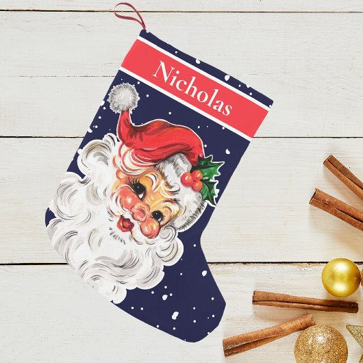 ヴィンテージすてきサンタクロース与えユープレゼント スモールクリスマスストッキング