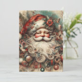 ヴィンテージすてきサンタクロース顔プレゼント シーズンカード (スタンド正面)