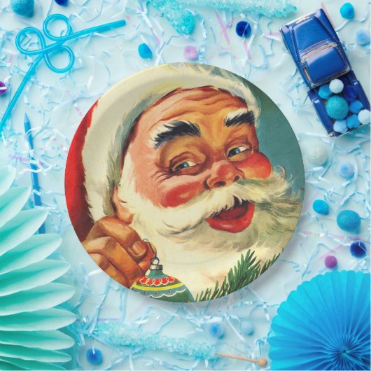 ヴィンテージすてきサンタクロース顔プレート ペーパープレート (パーティー)