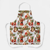 ヴィンテージすてきサンタホリー&ミュージックコラージュ エプロン (正面)