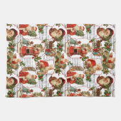 ヴィンテージすてきサンタホリー&ミュージックコラージュ キッチンタオル (横)