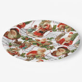 ヴィンテージすてきサンタホリー&ミュージックコラージュ ペーパープレート (アングル)