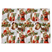 ヴィンテージすてきサンタホリー&ミュージックコラージュ ラージペーパーバッグ (正面)