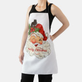 ヴィンテージすてきサンタメリークリスマスバラ色の頬 エプロン (インサイチュ)