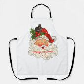 ヴィンテージすてきサンタメリークリスマスバラ色の頬 エプロン (正面)