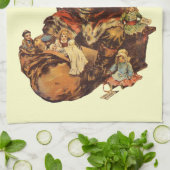 ヴィンテージすてきセントニックサンタクロースビクトリアンアート キッチンタオル (折り畳み)