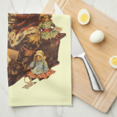 ヴィンテージすてきセントニックサンタクロースビクトリアンアート キッチンタオル (四つ折り)