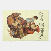 ヴィンテージすてきセントニックサンタクロースビクトリアンアート キッチンタオル (横)