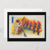 ヴィンテージすてきハロウィンカードブラックキャッツ ポストカード (正面/裏面)