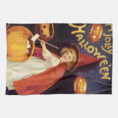ヴィンテージすてきハロウィーンウィッチバイエレンクラッサドル キッチンタオル (横)