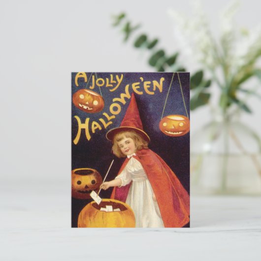 ヴィンテージすてきハロウィーンウィッチバイエレンクラッサドル ポストカード (スタンド正面)