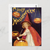 ヴィンテージすてきハロウィーンウィッチバイエレンクラッサドル ポストカード (正面/裏面)