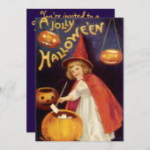 ヴィンテージすてきハロウィーンウィッチバイエレンクラッサドル 招待状 (正面/裏面)