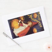 ヴィンテージすてきハロウィーンウィッチバイエレンクラッサドル 長方形シール (封筒)