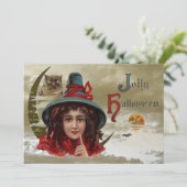 ヴィンテージすてきハロウィーンウィッチパーティの招待状 招待状 (スタンド正面)