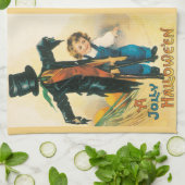 ヴィンテージすてきハロウィーンカクレクロエレンクラッサドル キッチンタオル (折り畳み)