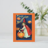 ヴィンテージすてきハロウィーンガールウィッチハガキ ポストカード (スタンド正面)