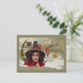 ヴィンテージすてきハロウィーン魔女はがき ポストカード (スタンド正面)