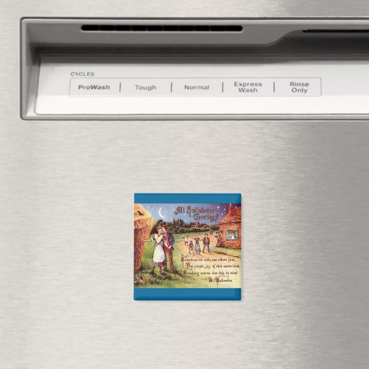 ヴィンテージすべてのハロウィーンのグリーティングカップル マグネット (インサイチュ (食洗機))