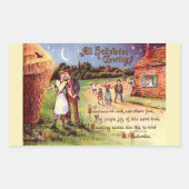 ヴィンテージすべてのハロウィーンのグリーティングカップル 長方形シール (正面)