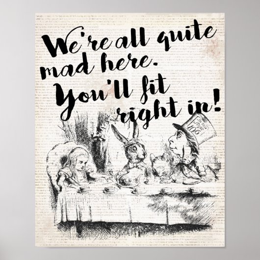 ヴィンテージすべての不機嫌アリスインワンダーランド引用文 ポスター (正面)