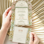 ヴィンテージすべて1つの結婚式招待状別ミュシャ オールインワン招待状