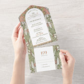 ヴィンテージすべて1つの結婚式招待状別ミュシャ オールインワン招待状 (貼ってはがせる)