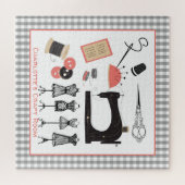 ヴィンテージずるい裁縫テーマパーソナライズされたデザイン ジグソーパズル (横)