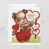 ヴィンテージずる賢い犬のバレンタイン シーズンポストカード (正面/裏面)