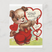 ヴィンテージずる賢い犬のバレンタイン シーズンポストカード (正面)