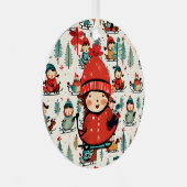 ヴィンテージそり子供のパーソナライズされたクリスマス メタルオーナメント (正面右)