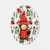 ヴィンテージそり子供のパーソナライズされたクリスマス メタルオーナメント (正面左)