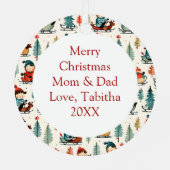 ヴィンテージそり子供のパーソナライズされたクリスマス メタルオーナメント (裏面)