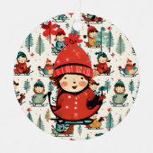 ヴィンテージそり子供のパーソナライズされたクリスマス メタルオーナメント (正面)