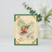 ヴィンテージそり子供用クリスマスポストカード シーズンポストカード (スタンド正面)