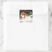 ヴィンテージそり雪ピープルギフトラベル スクエアシール (バッグ)