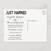 ヴィンテージたった今結婚しましたタン&ブラック結婚ズラブ 案内ポストカード (裏面)